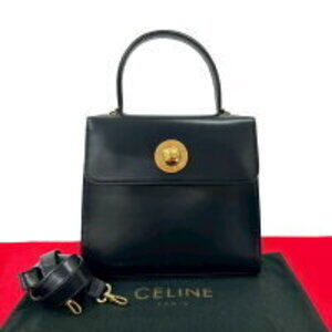 Celine star ball leather handbag Shoulder Bag Navy Blue